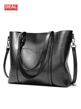 PU Leather Tote Handbag Crossbody Shoulder Bag Work Satchel Zipper Purse